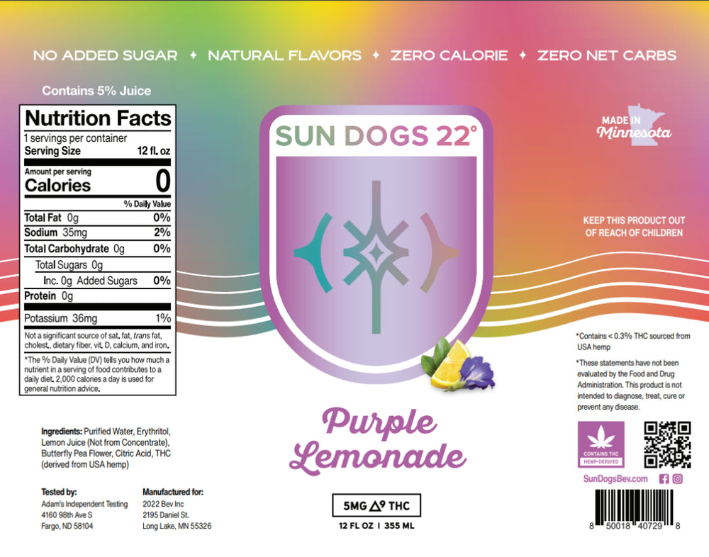 
            
                Load image into Gallery viewer, Sun Dogs Seltzer | 5mg THC | Purple Lemonade
            
        