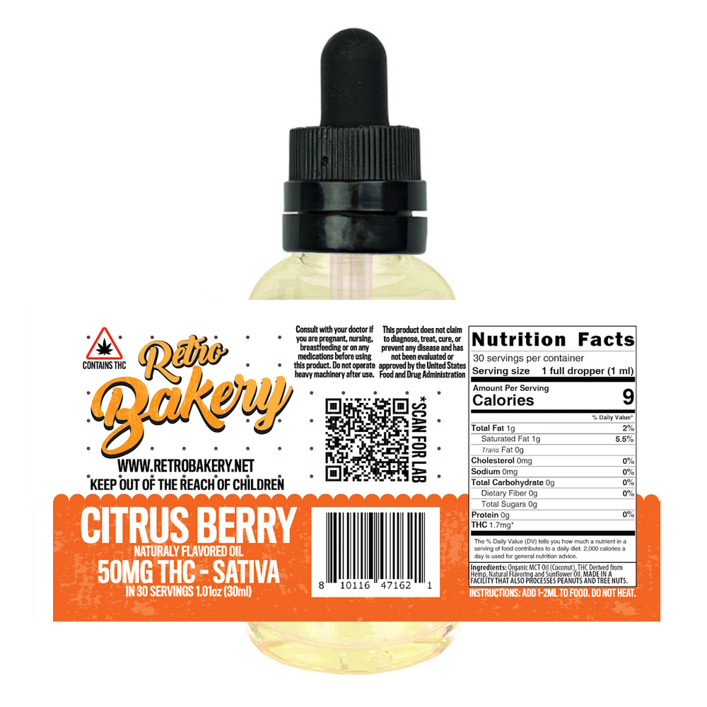 50MG THC TINCTURE | 30 DOSES | CITRUS BERRY SATIVA