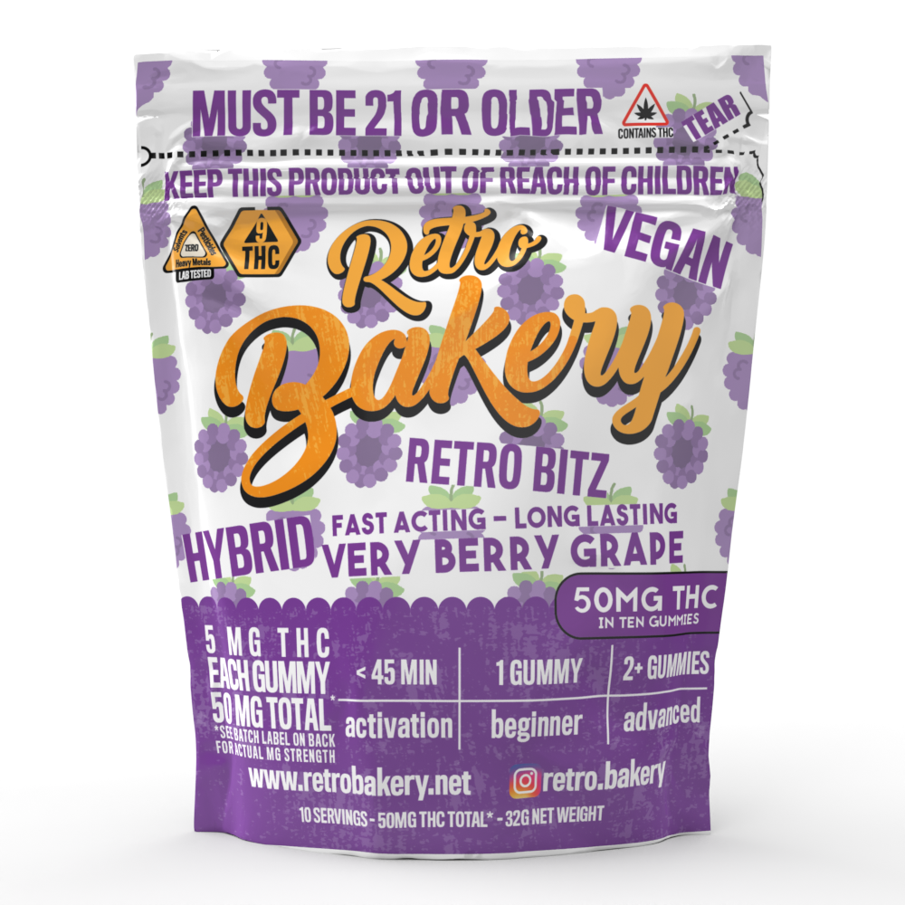 
            
                Load image into Gallery viewer, 50MG FAST ACTING VEGAN THC GUMMY BITZ - VERY BERRY GRAPE
            
        