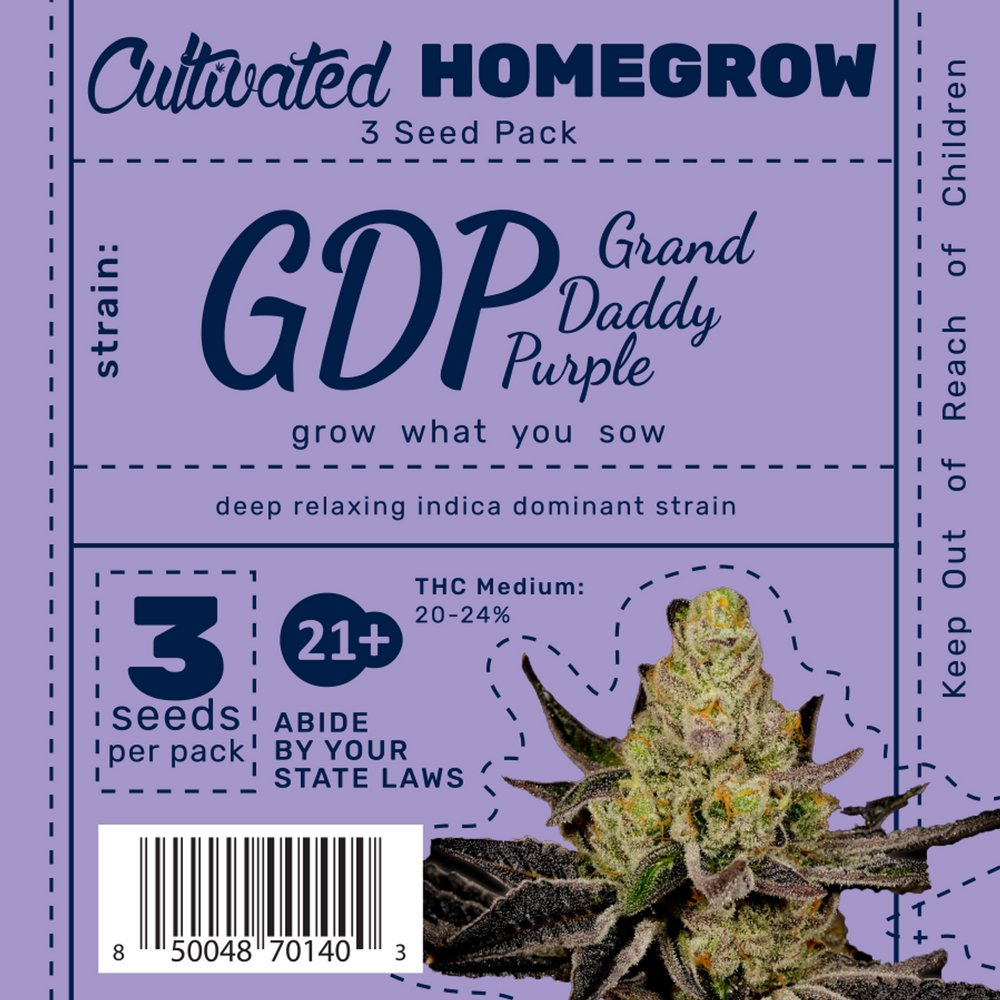 Cultivated Homegrow 3 Seed Pack | GDP (Grand Daddy Purple)